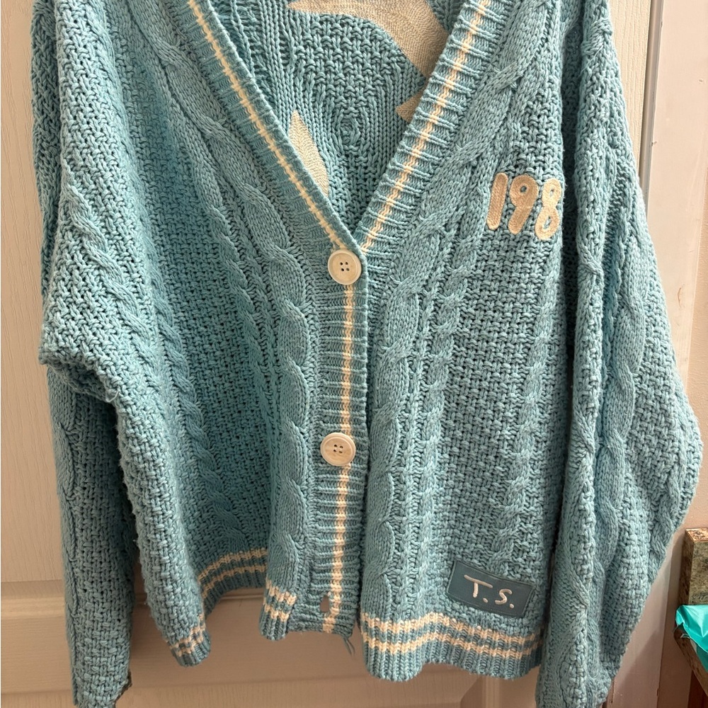 Taylor Swift Light Blue Cable Knit Cardigan 1989